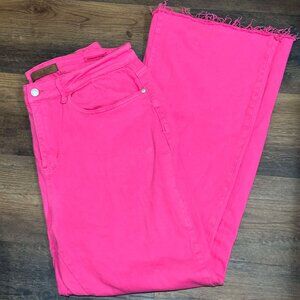 Judy Blue Jeans Womens 18W Garden Party Hot Pink High Rise Flare Jeans